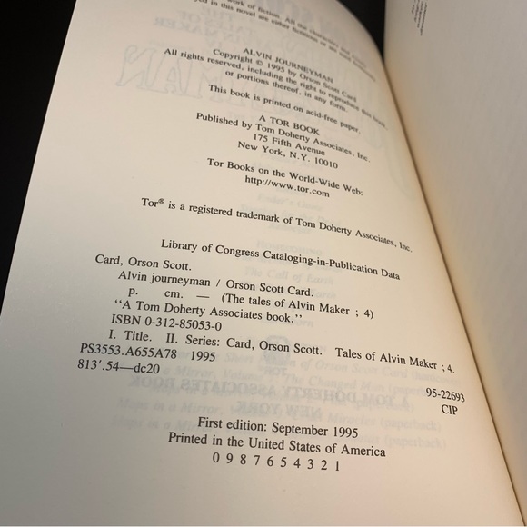 Alvin Journeyman by Orson Scott Card Hardcover First Edition / First Printing - Picture 9 of 13